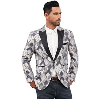 Men's Shawl Lapel One-Button Blazer, Long Sleeve Open Front Suit Jacket