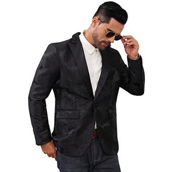 Mens Shawl Lapel Single-Breasted Blazer, Long Sleeve Casual Suit Jacket