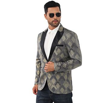 Mens Shawl Lapel Single-Breasted Blazer, Long Sleeve Casual Suit Jacket