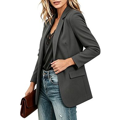 Women Open Front Casual Blazer Long Sleeve Pocket Lightweight Office Work Suit Jacket
