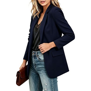 Women Open Front Casual Blazer Long Sleeve Pocket Lightweight Office Work Suit Jacket