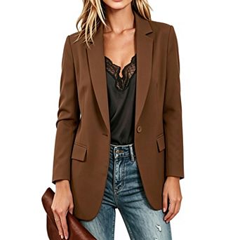 Women Open Front Casual Blazer Long Sleeve Pocket Lightweight Office Work Suit Jacket