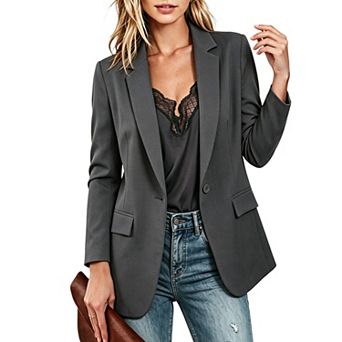 Women Open Front Casual Blazer Long Sleeve Pocket Lightweight Office Work Suit Jacket