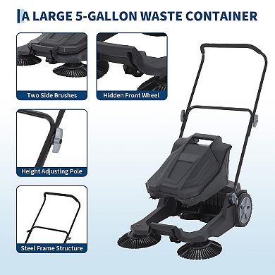 25.6 Inch Walk-Behind Push Sweeper