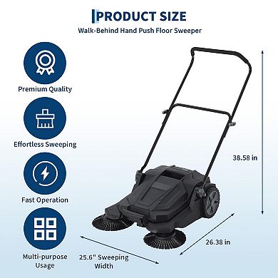25.6 Inch Walk-Behind Push Sweeper