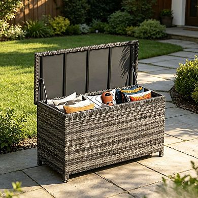 Extra Large 185 Gallon Outdoor PE Rattan Deck Storage Box