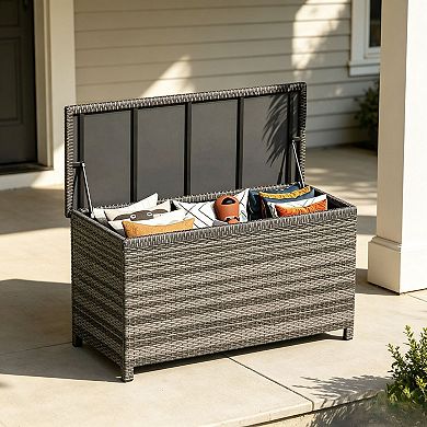 Extra Large 185 Gallon Outdoor PE Rattan Deck Storage Box