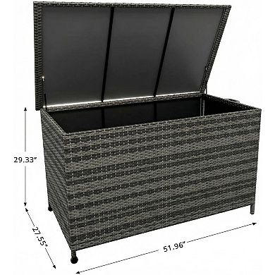 Extra Large 185 Gallon Outdoor PE Rattan Deck Storage Box