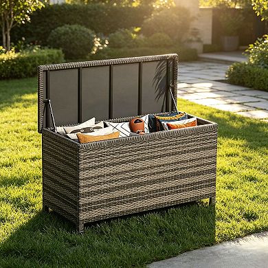 Extra Large 185 Gallon Outdoor PE Rattan Deck Storage Box