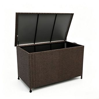 Extra Large 185 Gallon Outdoor PE Rattan Deck Storage Box
