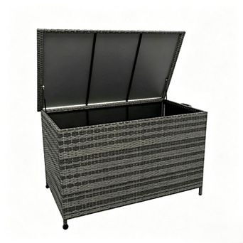 Extra Large 185 Gallon Outdoor PE Rattan Deck Storage Box
