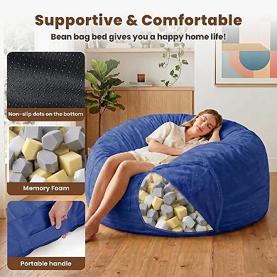Flannel Memory Foam Bean Bag Couch with Removable Washable Cover for Adults Teens