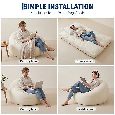 Flannel Memory Foam Bean Bag Couch with Removable Washable Cover for Adults Teens