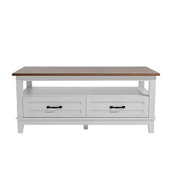 Coffee Table with Storage Drawers, 47.2" Wood Table for Living Room, Heavy Duty with Metal Handles