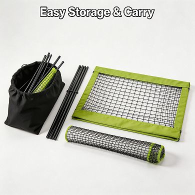 Height Adjustable Portable Volleyball Practice Net with Ball Return System and Carry Bag for Serving