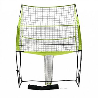 Height Adjustable Portable Volleyball Practice Net with Ball Return System and Carry Bag for Serving