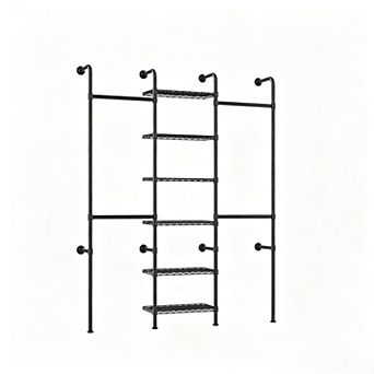 Wall Mounted Pipe Closet System, Carbon Steel Wall Mounted Clothes Rack for Closet Storage