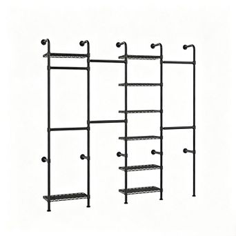 Wall Mounted Pipe Closet System, Carbon Steel, Expandable Rods 23.62-35.43 in