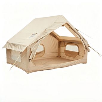 Inflatable Camping Tent with Stove Jack and Mesh Windows, Easy Setup