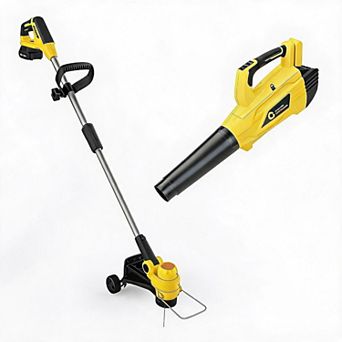 12" Cordless 2-in-1 String Trimmer & Leaf Blower Combo, Battery Operated Lightweight Weed Eater