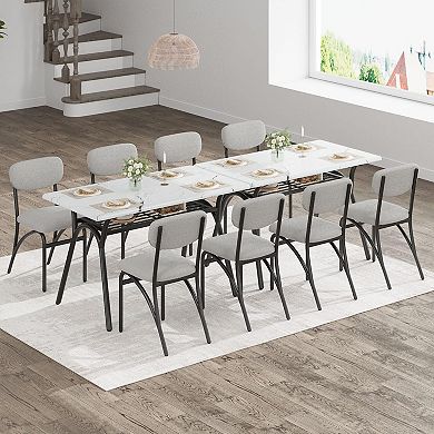 Space-Saving 5-Piece Dining Table Set Modern Rectangular Faux Marble Table