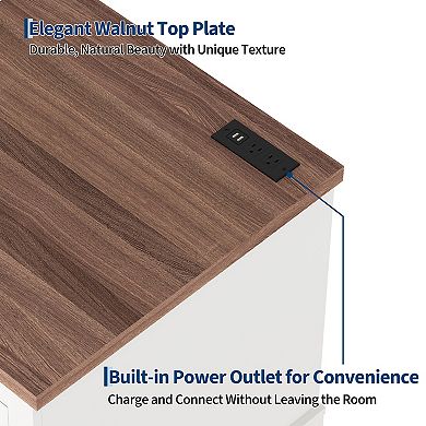 Buffet Cabinet with Storage, Sideboard Buffet with Glass Doors and Built-in Power Outlet