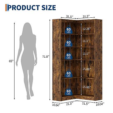 71.8 in Large Corner Bookcase with Anti-Tipping Kit