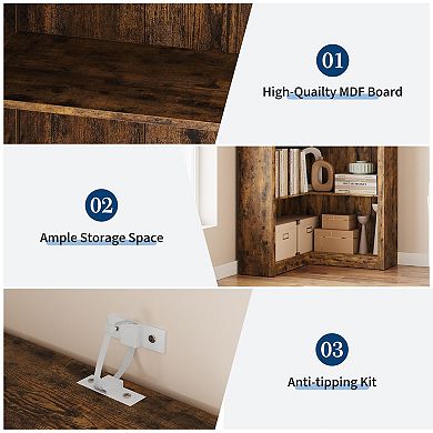 71.8 in Large Corner Bookcase with Anti-Tipping Kit