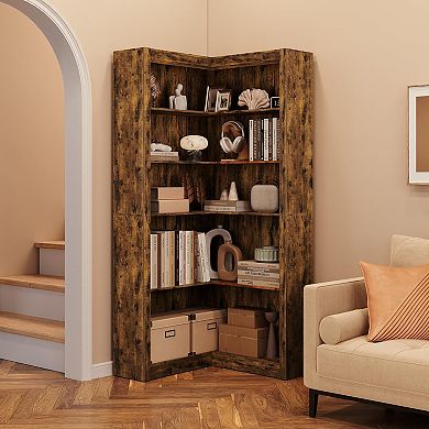 71.8 in Large Corner Bookcase with Anti-Tipping Kit
