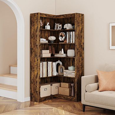 71.8 in Large Corner Bookcase with Anti-Tipping Kit