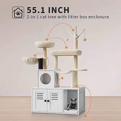 Cat Tree with Litter Box Enclosure