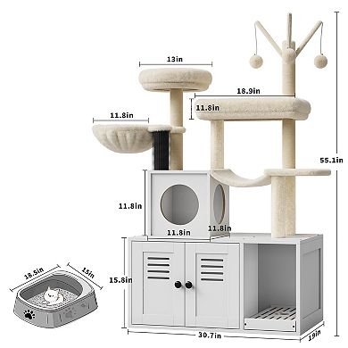 Cat Tree with Litter Box Enclosure