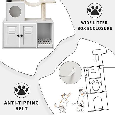Cat Tree with Litter Box Enclosure