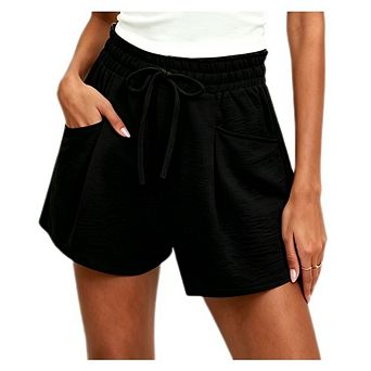 Women's Casual Shorts High Waist Drawstring Loose Fit Pocket Lounge Bottoms Daily Everyday