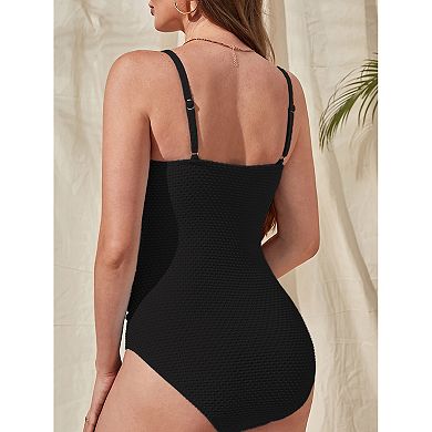Maternity One Piece Swimsuit Spaghetti Strap Ruched Tummy Support Bathing Suit