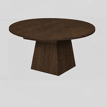 Extendable Oval Dining Table 47"-63" Round Kitchen Table with Thickened Wood Top & Pedestal Base