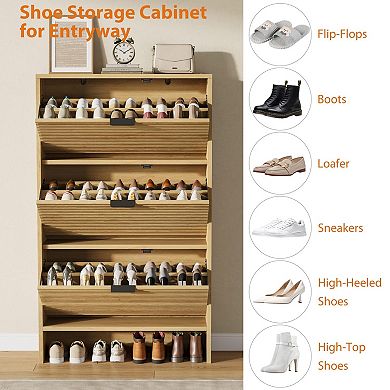 Shoe Storage Cabinet with 3 Flip Drawers, Narrow Hidden Shoe Rack for Entryway