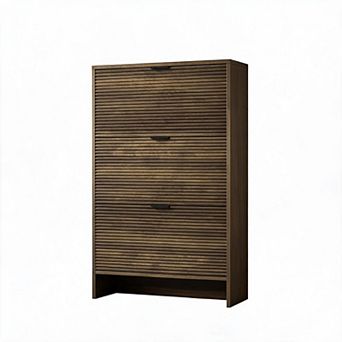 Shoe Storage Cabinet with 3 Flip Drawers, Narrow Hidden Shoe Rack for Entryway
