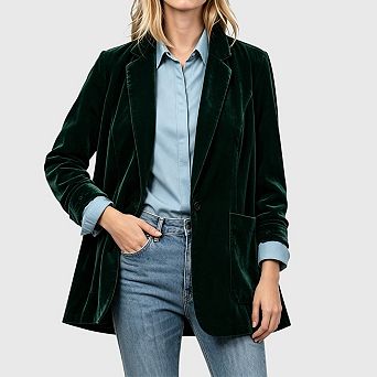 Velvet Blazers for Women Casual Business Work Office Oversized Long Suit Jackets Coats