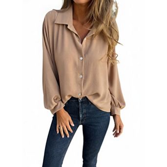 Womens Blouse Dressy Casual Long Sleeve Button Down Shirts Collared Fall Fashion Tops