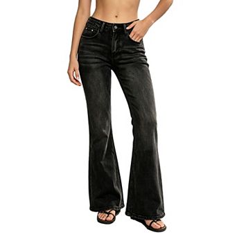Women High Waist Vintage Jeans Slim Fit Classic Bell Bottom Casual Long Denim Pants