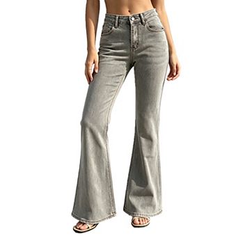 Women High Waist Vintage Jeans Slim Fit Classic Bell Bottom Casual Long Denim Pants