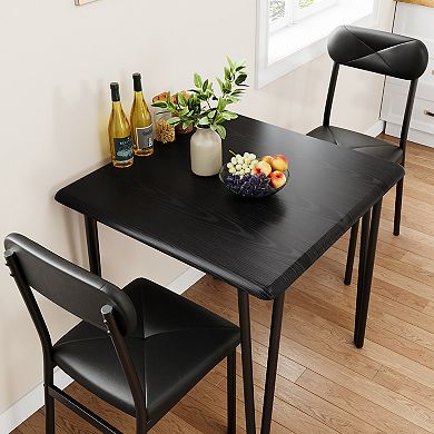 3-Piece Dining Set, Dining Table Set for 2, Square Dining Room Table Set with 2 Upholstered Chairs