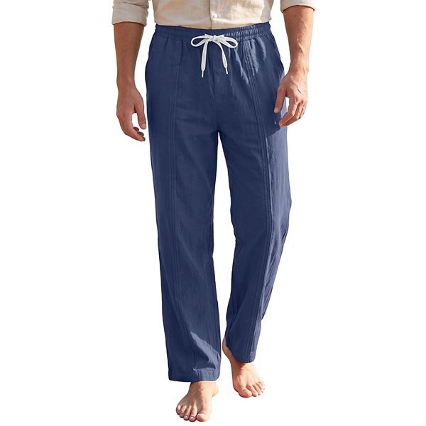 Men's Casual Striped Texture Relaxed Fit Breathable Drawstring