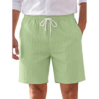 Men's Summer Side Pockets Drawstring Waist Above Knee Beach Striped Shorts