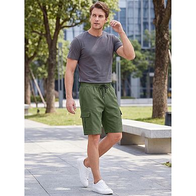 Men's Summer Drawstring Waist Multi-Pockets Workout Gym Running Cargo Shorts