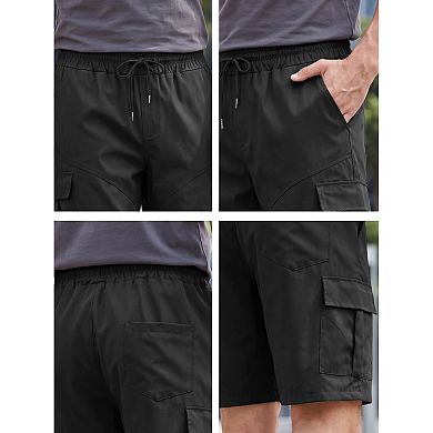 Men's Summer Drawstring Waist Multi-Pockets Workout Gym Running Cargo Shorts