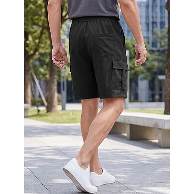 Men's Summer Drawstring Waist Multi-Pockets Workout Gym Running Cargo Shorts