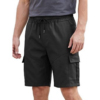 Men's Summer Drawstring Waist Multi-Pockets Workout Gym Running Cargo Shorts