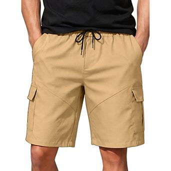 Men's Summer Drawstring Waist Multi-Pockets Workout Gym Running Cargo Shorts